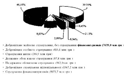 Структура валових страхових премій у 2004році