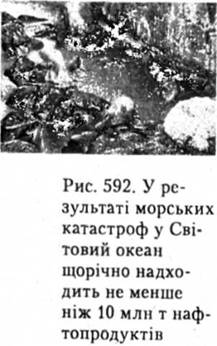 У результаті морських катастроф у Світовий океан щорічно надходить не менше ніж 10 млн. т нафтопродуктів