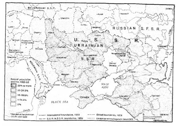 Зменшення населення в Україні, на Кубані та півдні Росії у 1929-1932 роках